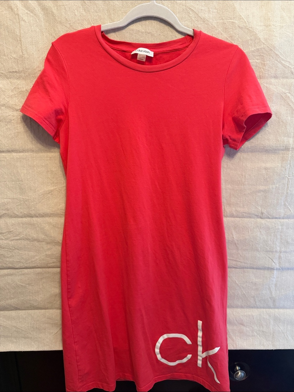 Calvin Klein Salmon Short-Sleeve Logo Shift Dress